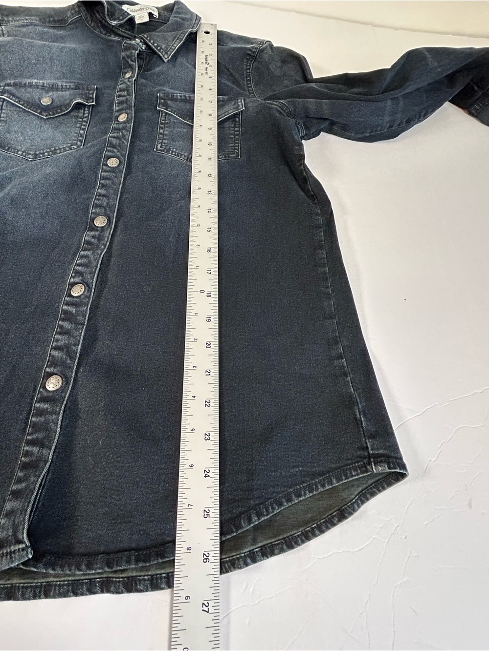 Coldwater Creek Dark Blue Washed Denim Shirt Shacket - Picture 8 of 8